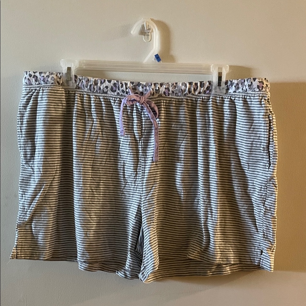 Midnight by Carole Hochman Striped Pajama Shorts - Gray and Purple